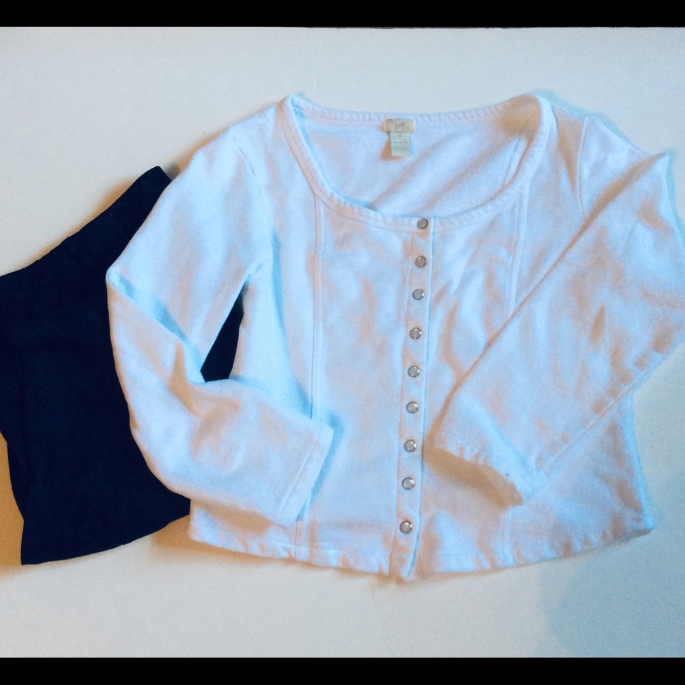J.Jill Cropped Cotton Cardigan Sweat Shirt